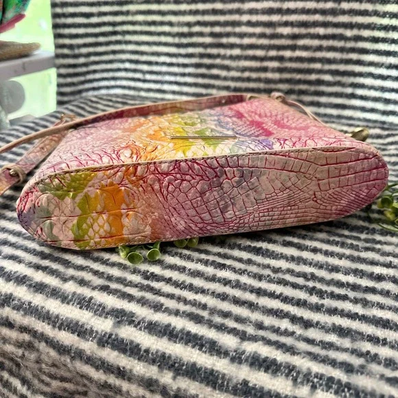 Brahmin Pink and Yellow Textured Crossbody Bag - Picture 6 of 13